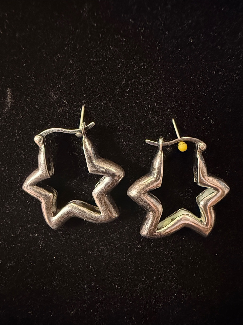 Sterling Star-Shaped Hoop Earrings - Silver Tone